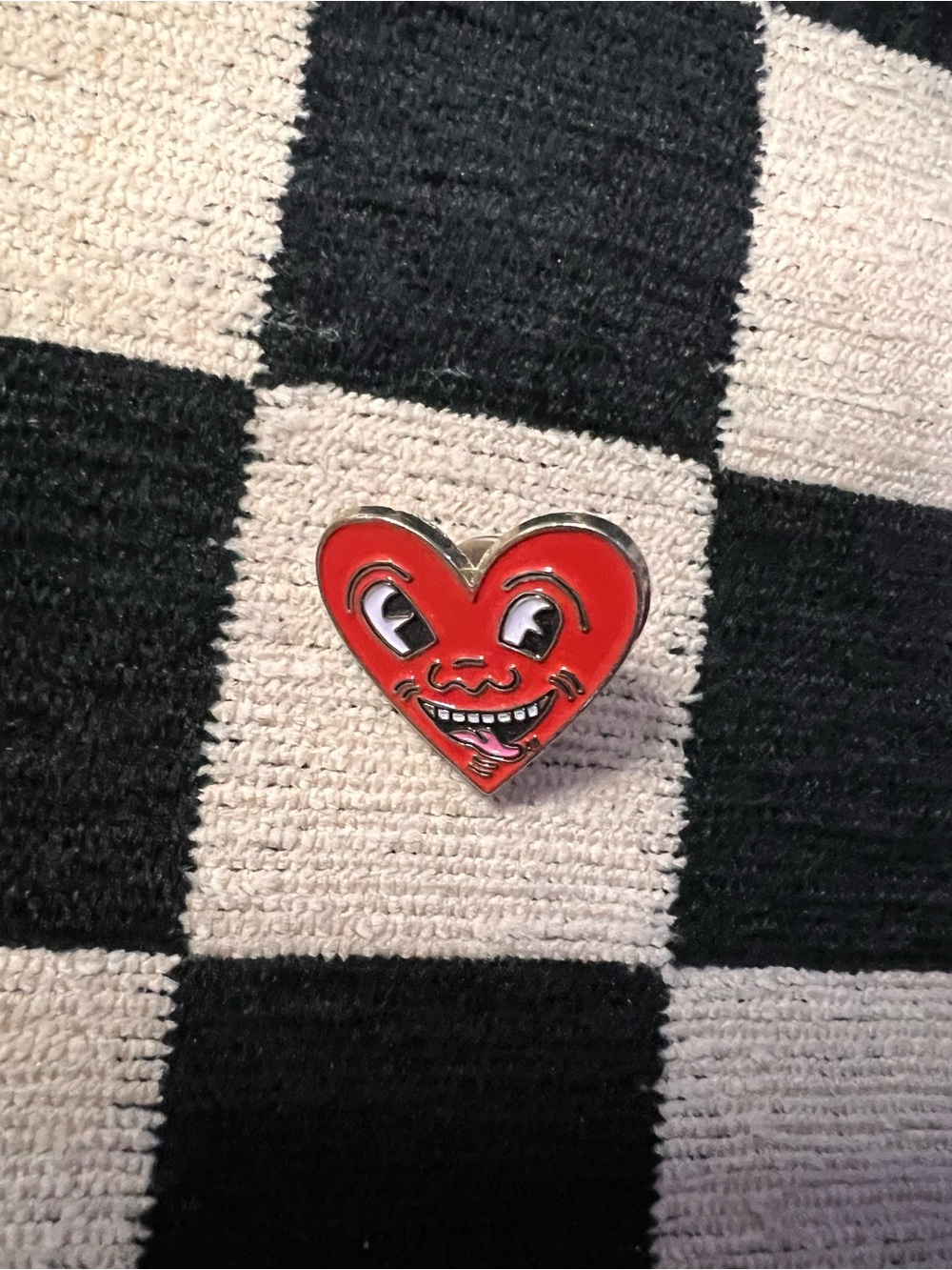 Quirky Red Heart Face Brooch Pin | Funky Statement Accessory